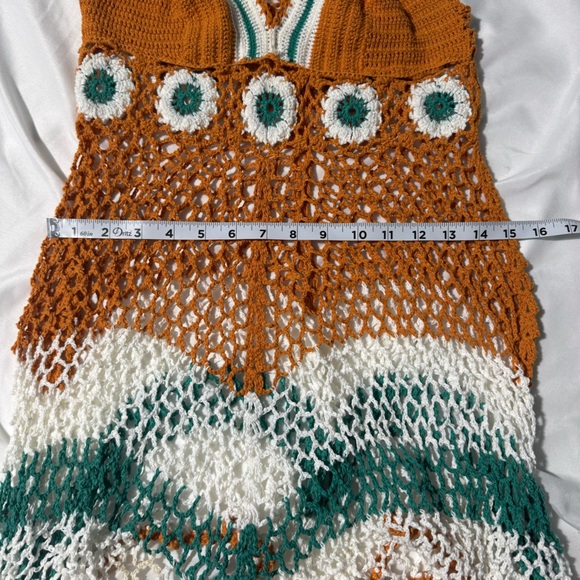 Crochet Knit Swimsuit Cover-Up – Corset Back – Boho Beach Dress Resort Vacation - Picture 9 of 11